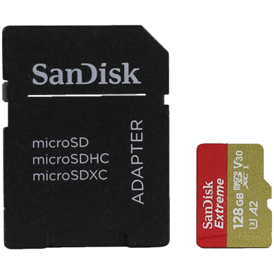 Карта памяти microSDXC UHS-I U3 SANDISK Extreme 128 ГБ, 190 МБ/с, Class 10, SDSQXA1-128G-GN6MA, 1 шт., переходник SD