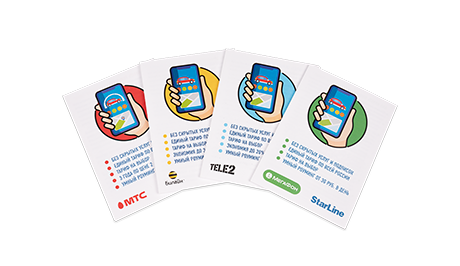 Комплект SIM-карт с описанием тарифа (МТС, Билайн, Мегафон, Tele2)