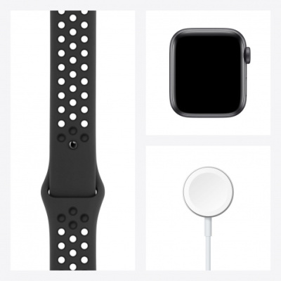 Apple Watch Nike SE, 40 мм, корпус из алюминия цвета «серый космос» с ремешком Nike цвета «антрацит»