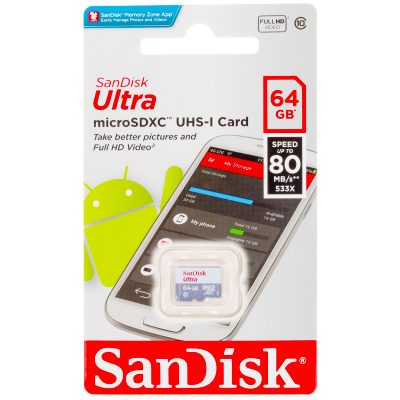 Флеш-накопитель Sandisk Ultra-64GB microSDXC UHS-1